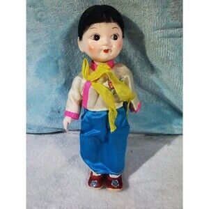 Vintage Plastic Japanese Oriental Doll Outfit & Shoes Rare HTF